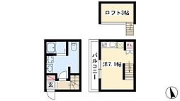 ノア八熊 1Kの間取図画像