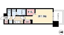 パルティール中村公園 8階1Kの間取り