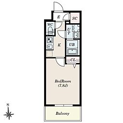 S-RESIDENCE尾頭橋beaute 4階1Kの間取り