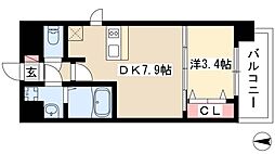 プレサンスNAGOYA本陣 11階1DKの間取り