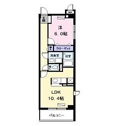 サンハイツ港 1LDKの間取図画像
