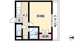 マンションブリッジ88 1Kの間取図画像