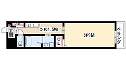 ルミエールデュオSA館 1Kの間取図画像
