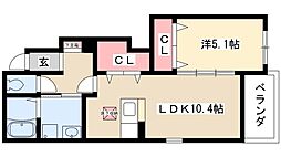 サンライト柳島 1LDKの間取図画像