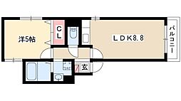 サントル大宝 1LDKの間取図画像