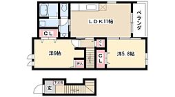 ノーヴァ藤江2 2LDKの間取図画像