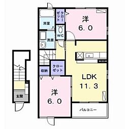 グレースヴィラ2 2LDKの間取図画像