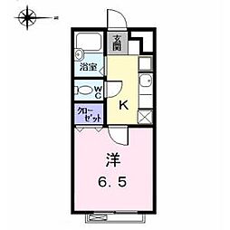 アムール英 1Kの間取図画像