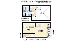 エメテラス 1Kの間取図画像