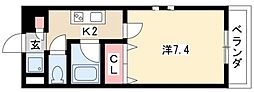 プロシード太閤通 1Kの間取図画像
