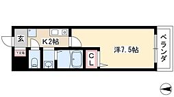 プルミエ千成 1Kの間取図画像