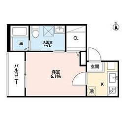 アークソレイユ山王 1Kの間取図画像