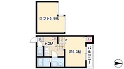 ミリオン中村本町 1Kの間取図画像