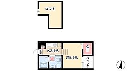 ラターシュ1 1Kの間取図画像