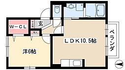 サンルーム戸田 1LDKの間取図画像