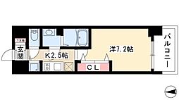 プレサンス名古屋グロウ 1Kの間取図画像