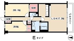 ソーラスフロント富船北棟 2LDKの間取図画像