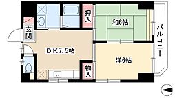 山田ハイツ 2DKの間取図画像