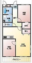 第2コーポ豊 2LDKの間取図画像