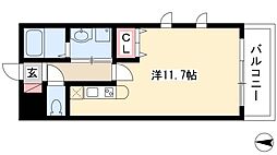 プランドール荒子川公園 ワンルームの間取図画像