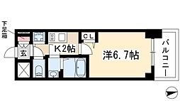 プレサンス金山デュアル 1Kの間取図画像