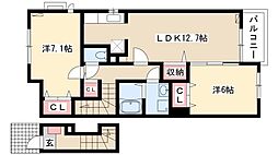 インプレス高杉1 2LDKの間取図画像