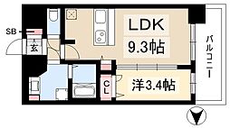 プレサンス太閤通駅前デュプル 1LDKの間取図画像