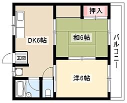 リバージュツルギ 2DKの間取図画像