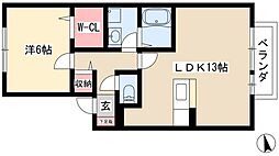 ファミールシミズS 1LDKの間取図画像