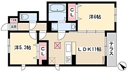 プランコート 2LDKの間取図画像