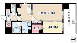 高畑T-2マンション 1LDKの間取図画像
