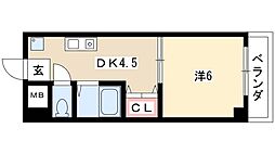 ランドビル本陣 1DKの間取図画像