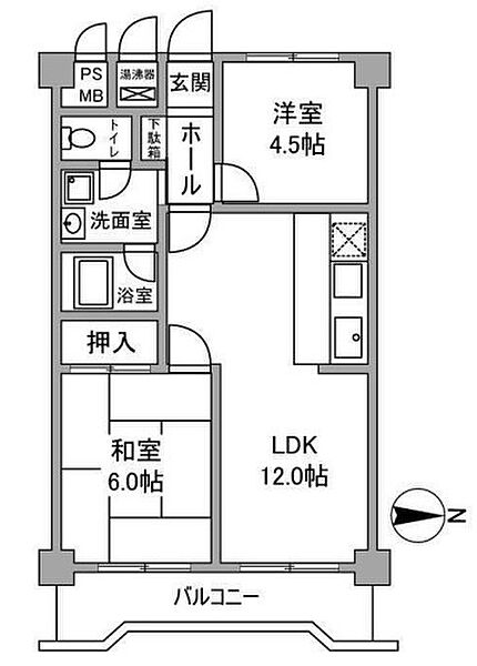 葛野ハイツ ｜京都府京都市南区吉祥院大河原町(賃貸マンション2LDK・2階・53.01㎡)の写真 その2