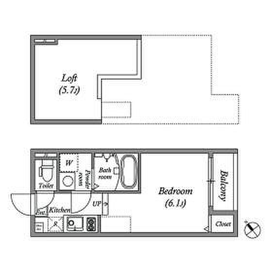 ローズマリーヒルズ淀新町 202｜京都府京都市伏見区淀新町(賃貸アパート1R・2階・20.07㎡)の写真 その2