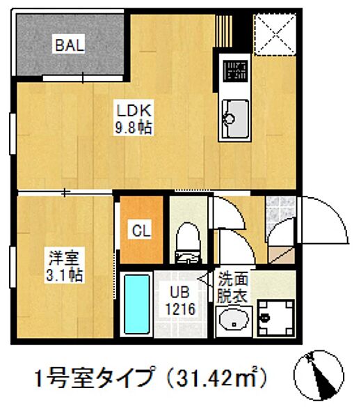 REGALEST CALMI 101｜京都府京都市山科区厨子奥矢倉町(賃貸アパート1LDK・1階・31.42㎡)の写真 その2