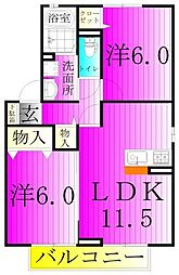 フォースリンロード 1階2LDKの間取り