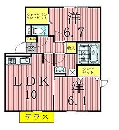 WIT柏 1階2LDKの間取り