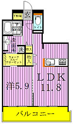VESTA 1LDKの間取図画像
