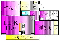 ローテ ベルク 2LDKの間取図画像