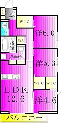 ローテ ベルク 3LDKの間取図画像