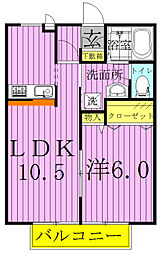 コアロード2 1LDKの間取図画像
