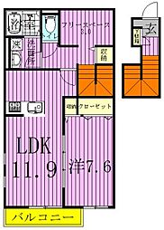 クレール流山おおたかの森 1SLDKの間取図画像