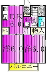 VaqueroA棟 2DKの間取図画像