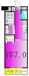 宇田川柏ビル 1Kの間取図画像