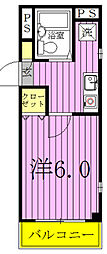 ユーゴーハイツ 1Kの間取図画像