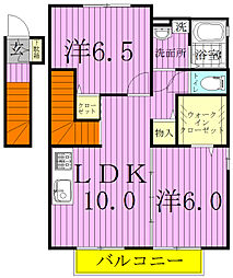 グリーンヴィラハーケン 2LDKの間取図画像