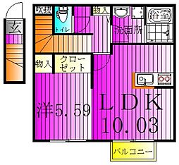 セナリオフォルム柏たなかII 1LDKの間取図画像