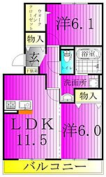 カシータ2 2LDKの間取図画像