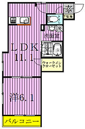 めぞん陽だまり 1LDKの間取図画像