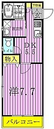コンブリオ柏 1DKの間取図画像